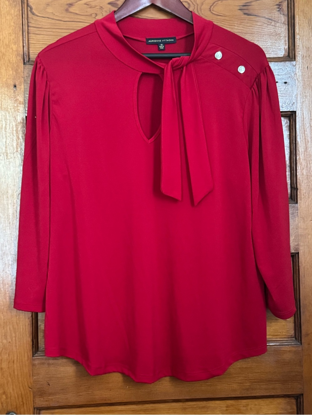 Adrienne Vittadini Red Tie-Neck Blouse Size 2X